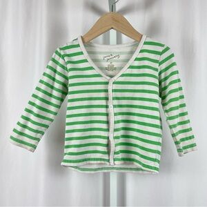June & January 2T Kelly Green Stripe Retro Funky Snap Closure Cardigan Boho